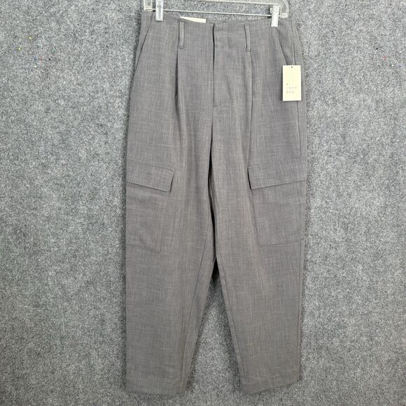 A New Day Tapered Dress Pants Gray Women Sz 8 Cargo Pockets High Rise NWT - Picture 1 of 16